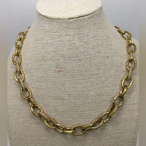 Stella & Dot Textured Oval Link Necklace 16"